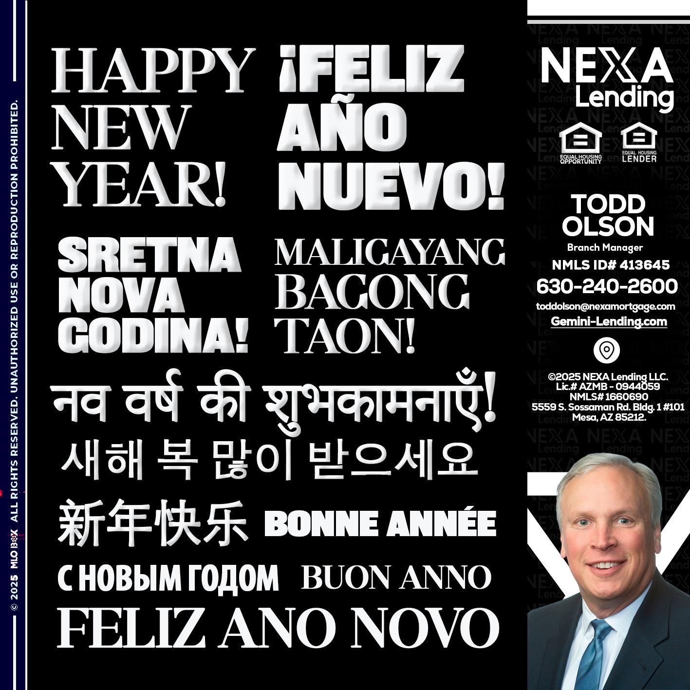 HAPPY NEW YEAR - Todd Olson -Branch Manager
