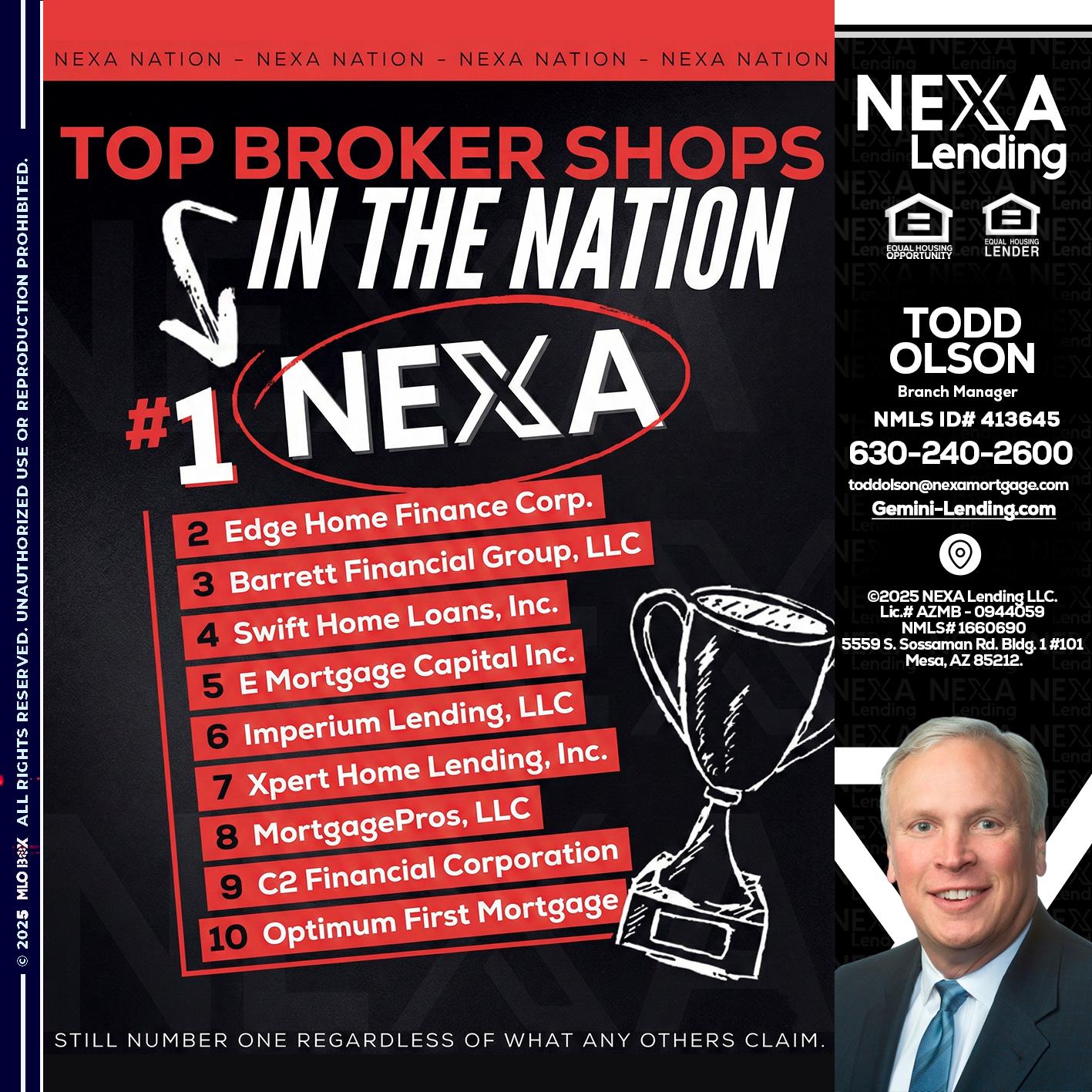 top broker - Todd Olson -Branch Manager