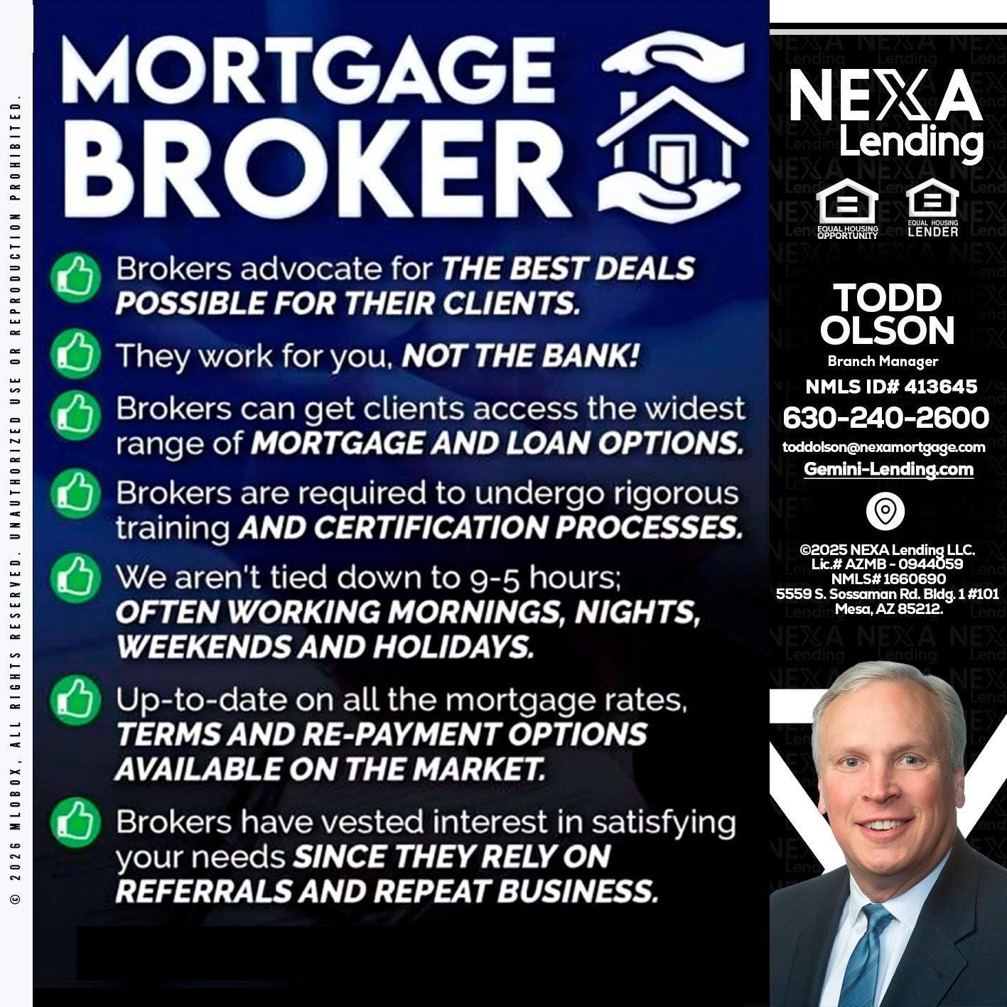 MORTGAGE BROKER - Todd Olson -Branch Manager