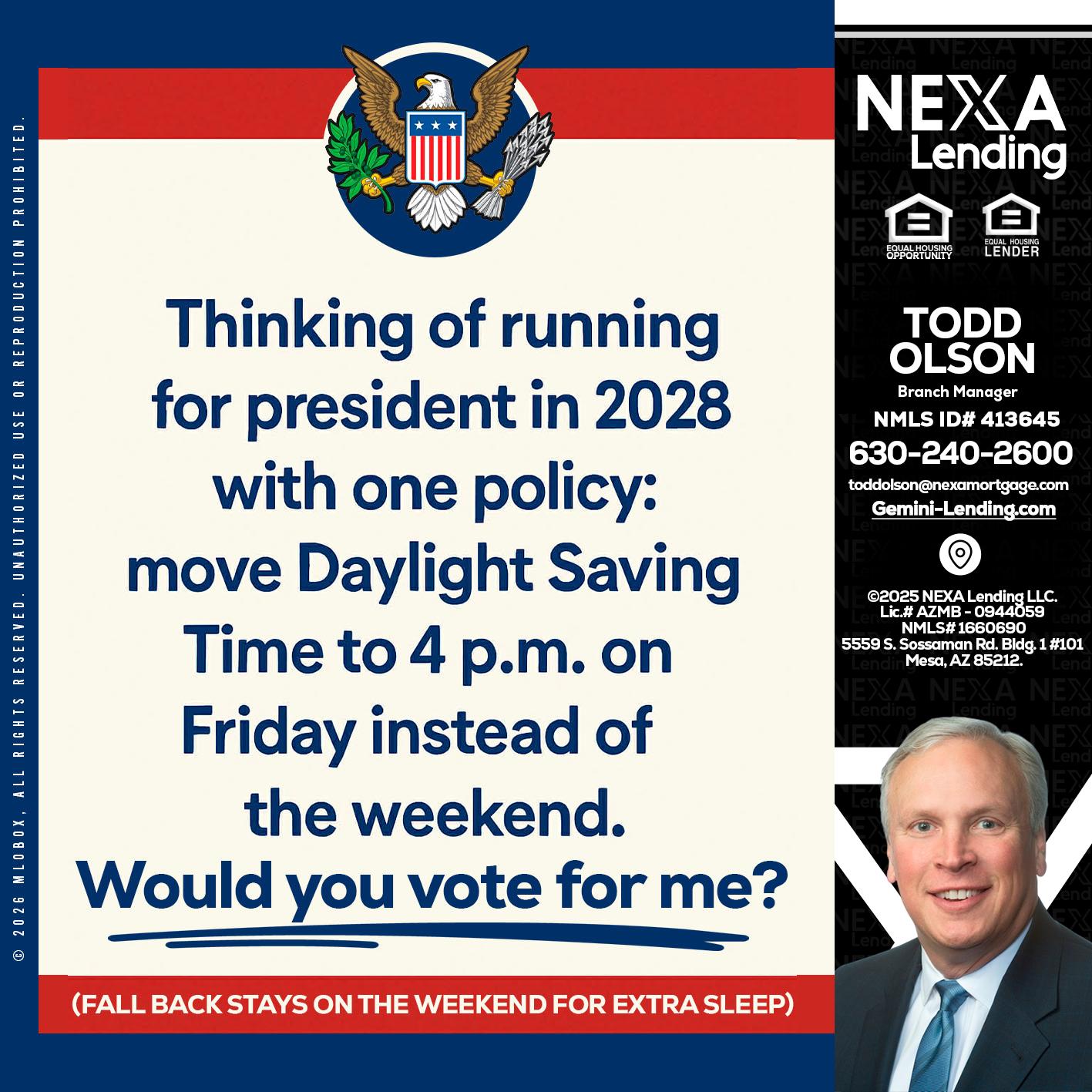 THINKING OF RUNING - Todd Olson -Branch Manager