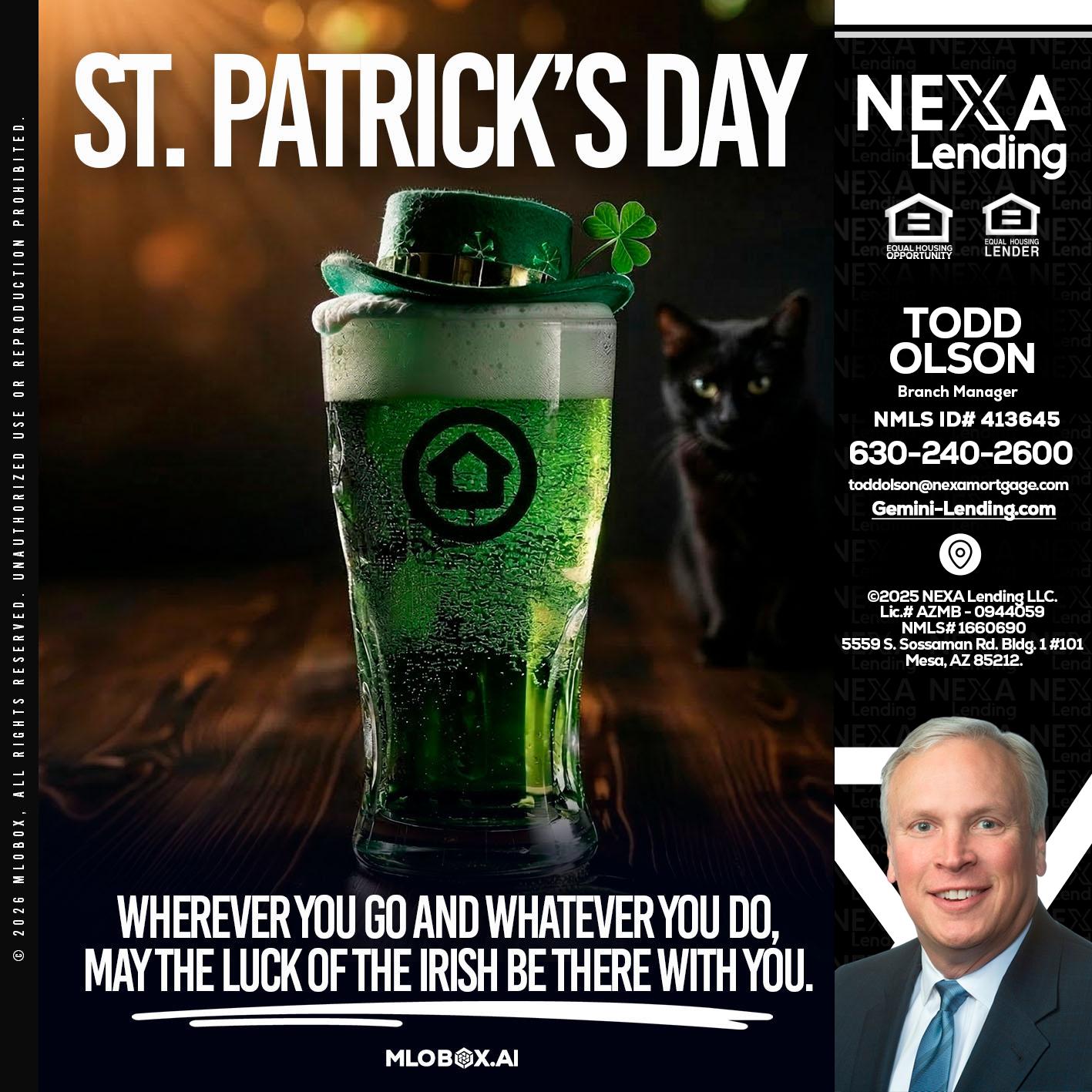 st. Patricks day - Todd Olson -Branch Manager