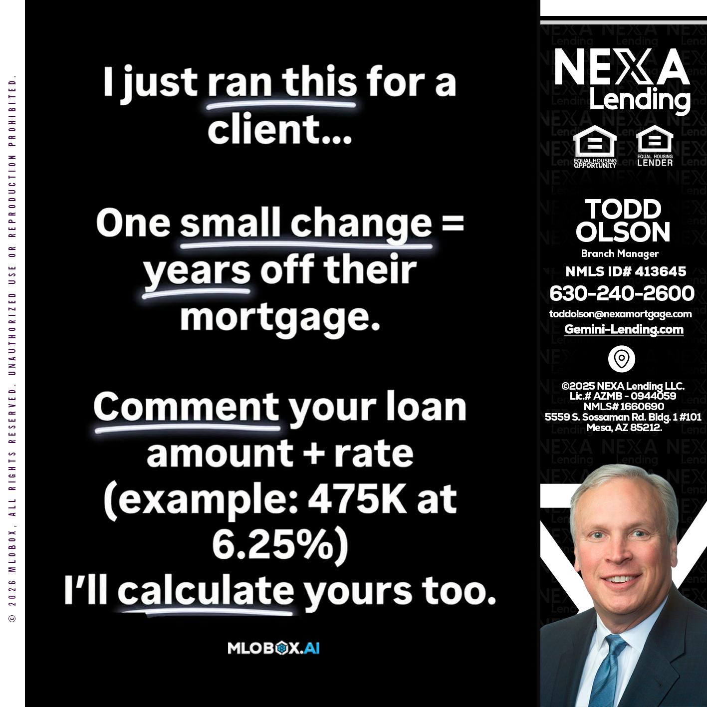 I JUST RAN - Todd Olson -Branch Manager
