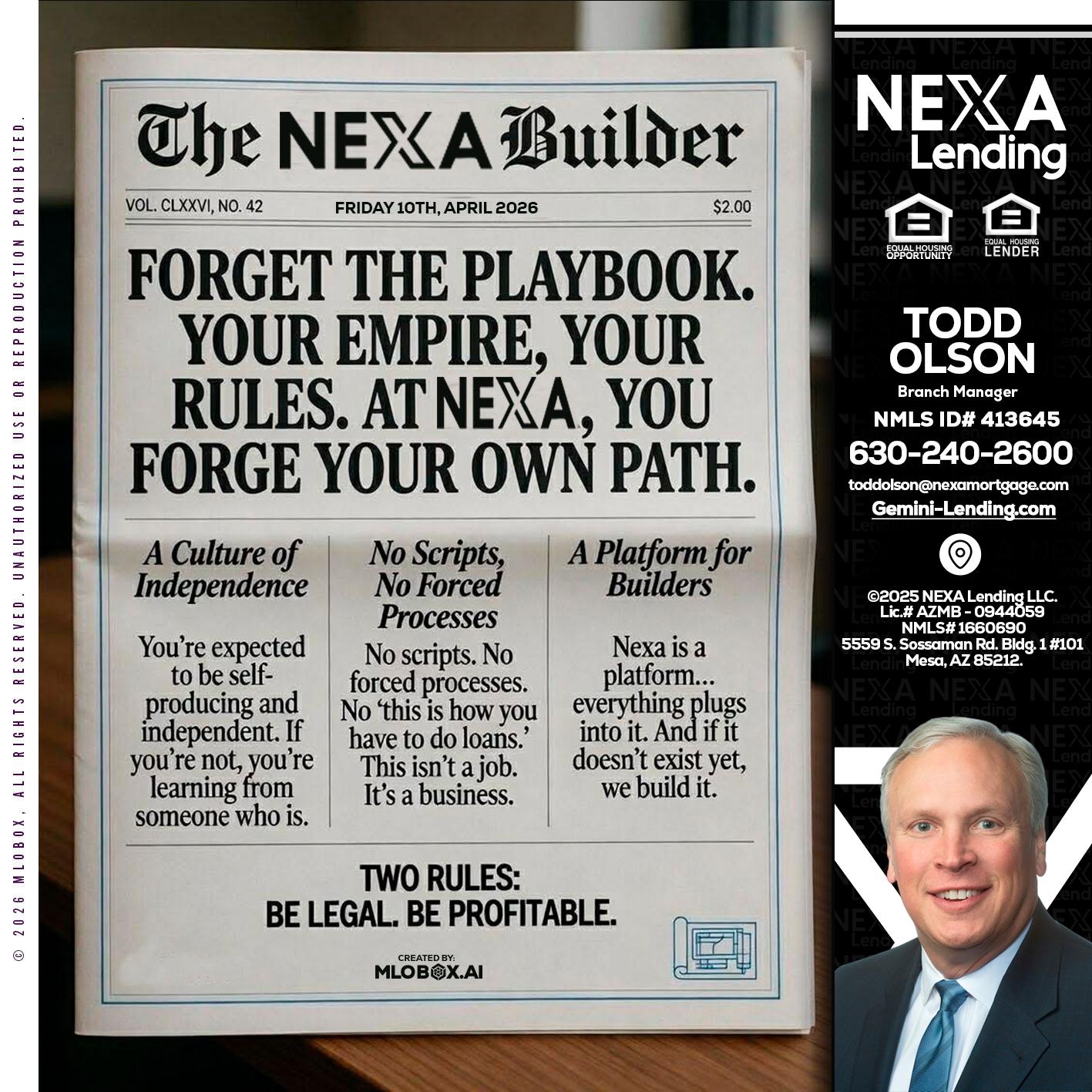 THE NEXA BUILDER - Todd Olson -Branch Manager