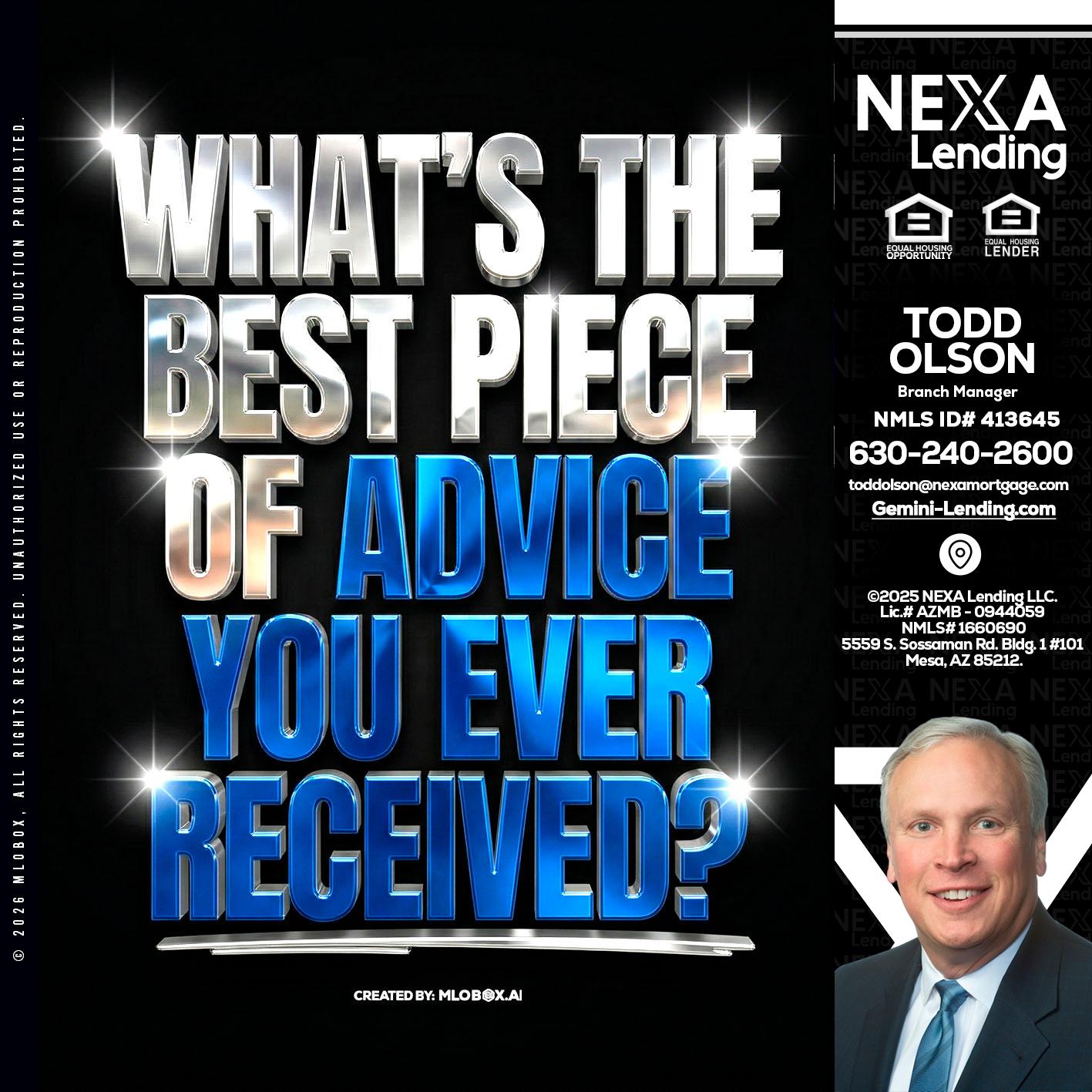 WHATS THE BEST - Todd Olson -Branch Manager