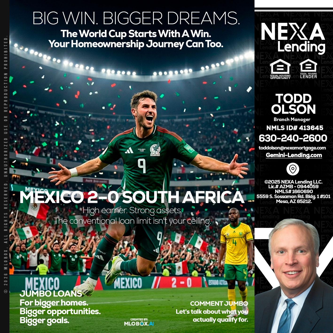 MEXICO 2-0 SOUTH AFRICA - Todd Olson -Branch Manager