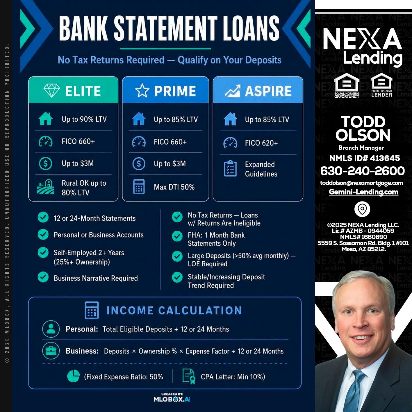 BANK STATEMENT - Todd Olson -Branch Manager