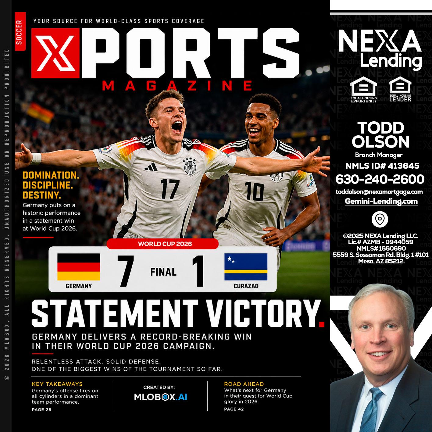 GERMANY VS CURASSAO (7-1) - Todd Olson -Branch Manager