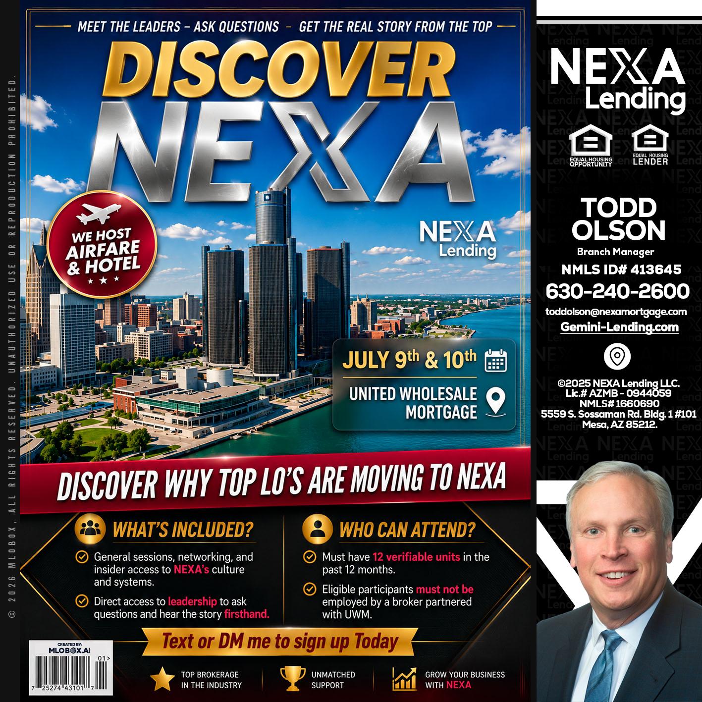 DISCOVER NEXA - Todd Olson -Branch Manager