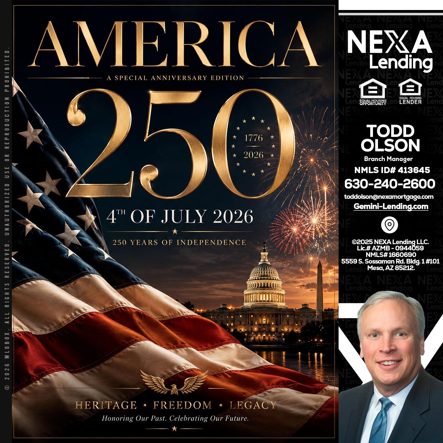 AMERICA 250 TH - Todd Olson -Branch Manager