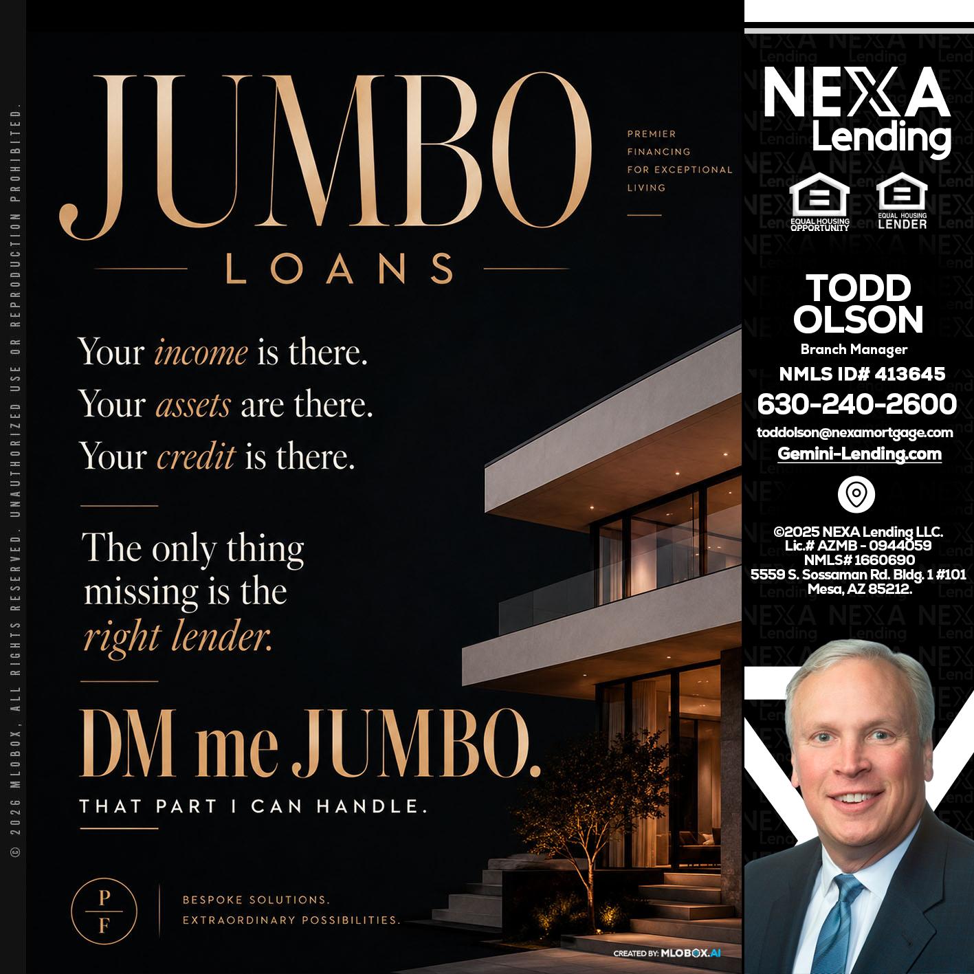 JUMBO LOANS - Todd Olson -Branch Manager