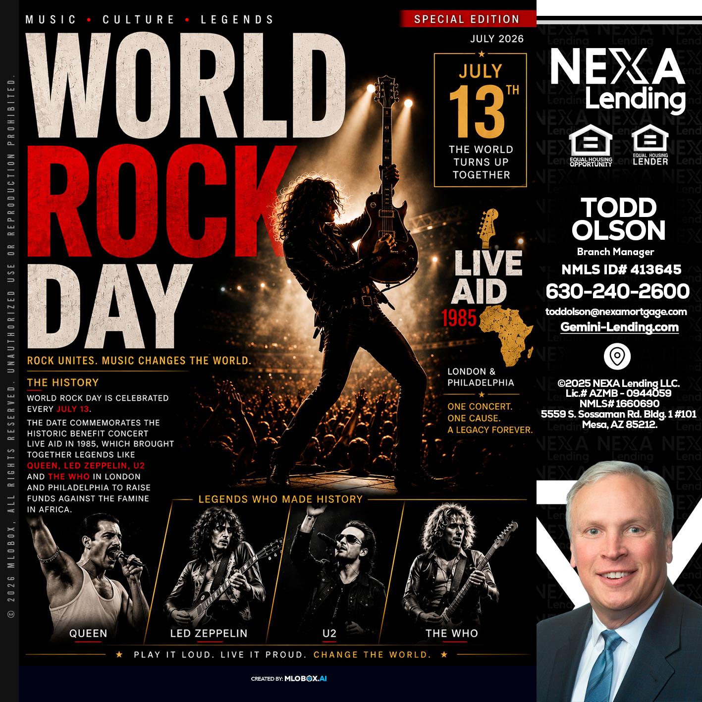 WORLD ROCK MUSIC DAY - Todd Olson -Branch Manager