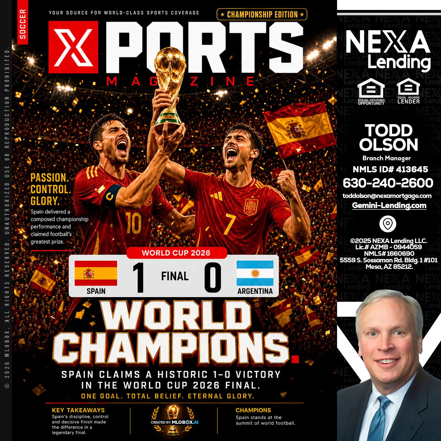 SPAIN CHAMPION - Todd Olson -Branch Manager